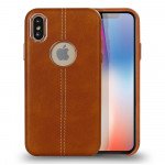 Wholesale iPhone X (Ten) Armor Leather Hybrid Case (Brown)